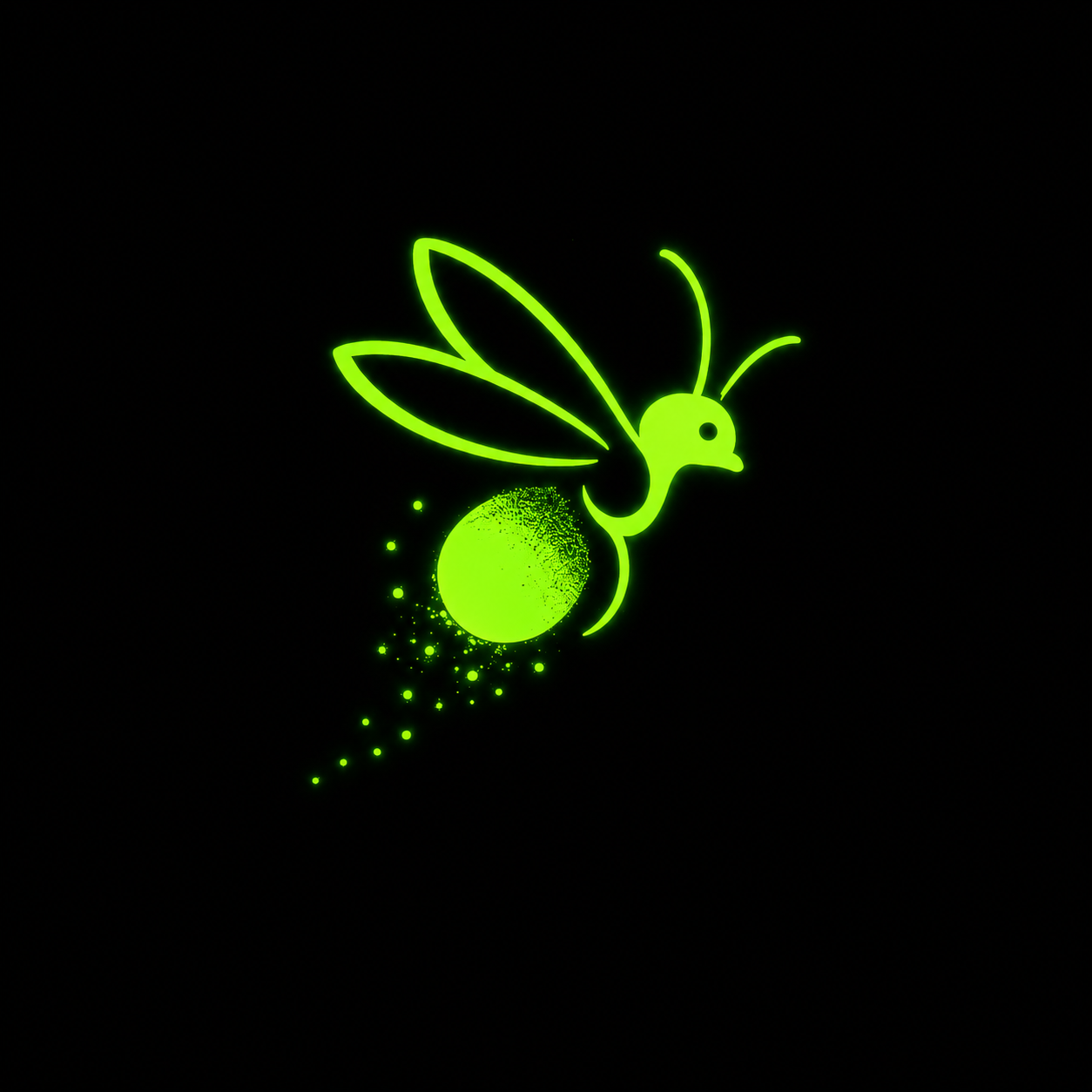 Glowing green firefly logo